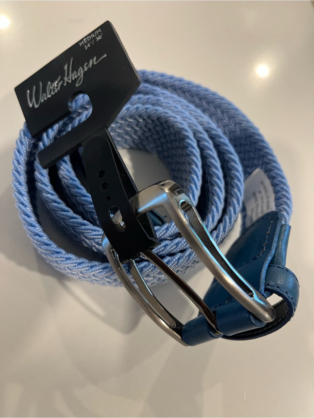 Walter Hagen Men's Light Blue Woven braided belt 34-36 Medium NWT ⛳️